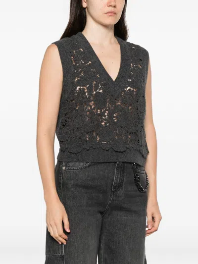 Ermanno Anthracite Wool Vest In Gray