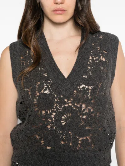 Ermanno Anthracite Wool Vest In Gray