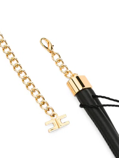 Elisabetta Franchi Black Polyurethane Polyester Belt In Red