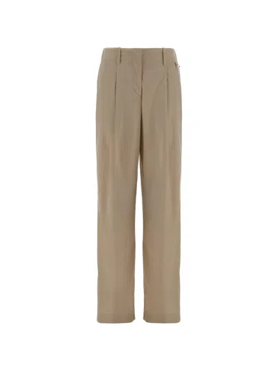 Herno Beige Modal Polyester Elastane Pants In Brown