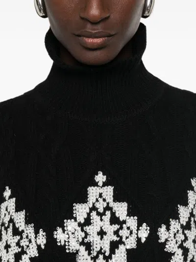 Ermanno Black Ecru Wool Polyamide Sweater In Black