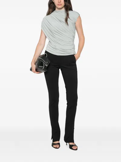 Ermanno Black Viscose Polyamide Elastane Pants In Black
