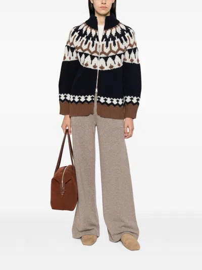 Ermanno Blue Wool Cardigan In Multi
