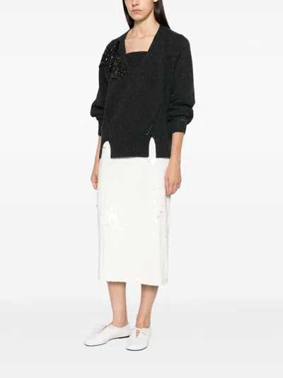 Ermanno Anthracite Wool Sweater In Black