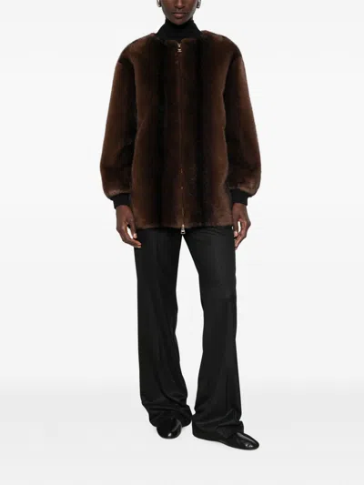 Ermanno Brown Polyester Jacket In Brown