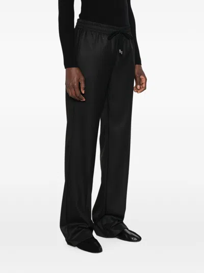 Ermanno Black Polyester Viscose Elastane Pants In Black