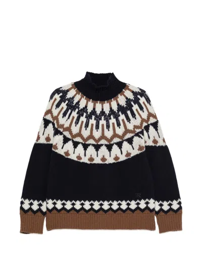 Ermanno Blue Wool Cardigan In Multi