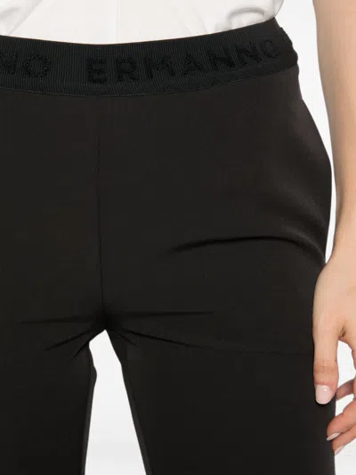 Ermanno Black Polyester Elastane Pants In Black