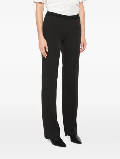 Ermanno Black Polyester Elastane Pants In Black