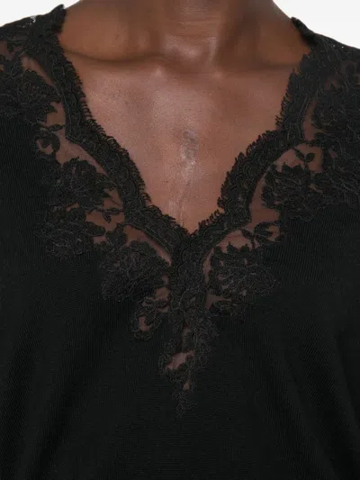 Ermanno Black Acrylic Wool Polyester Sweater In Black
