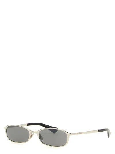 Saint Laurent Rectangular Acetate Sunglasses In Gray