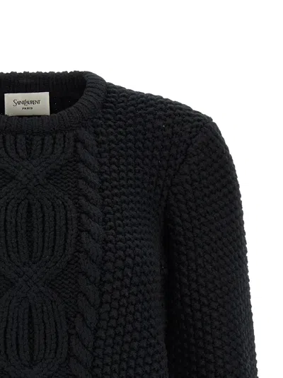 Saint Laurent Wool Sweater With Processing In Black