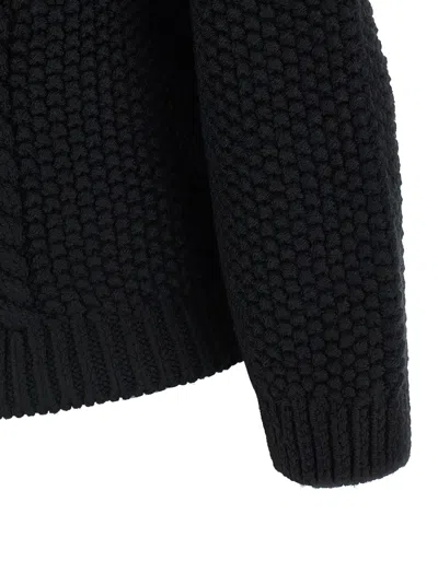 Saint Laurent Wool Sweater With Processing In Black