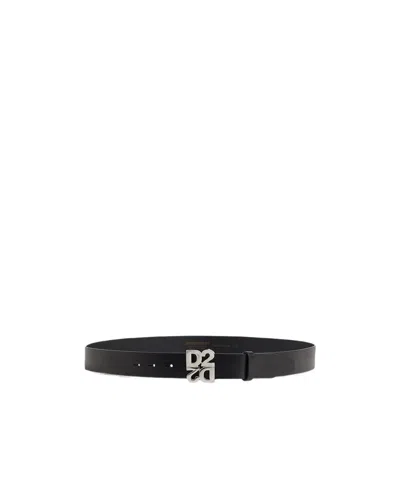 Dsquared2 D2 Upside Down Belt In Black