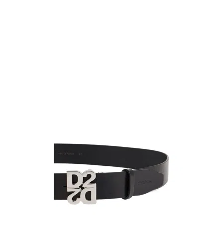 Dsquared2 D2 Upside Down Belt In Black