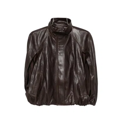 Simkhai Leather Cape Jacket In Dark Brown