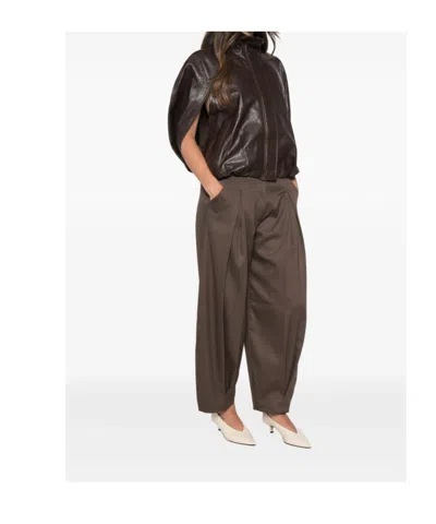 Simkhai Leather Cape Jacket In Dark Brown