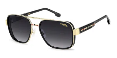 Carrera Rectangular Double Bridge Sunglasses, 58mm In Black Gold
