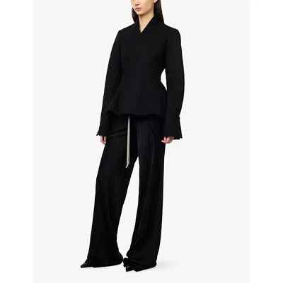 Rick Owens Womens Moog Wrap-front Wool-blend Jacket Black In Black