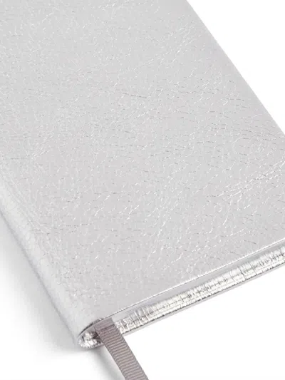 Smythson Panama Leather Notebook In White