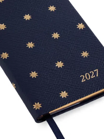 Smythson Panama Star-print Diary In Blue