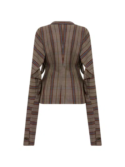 Vivienne Westwood Appetizer Check-pattern Button-up Blazer In Brown