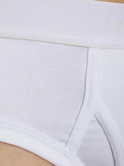 Tom Ford Logo-waistband Briefs In White