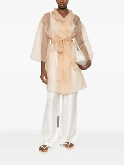 Antonelli Gustav Sheer Belted Jacket In Orange