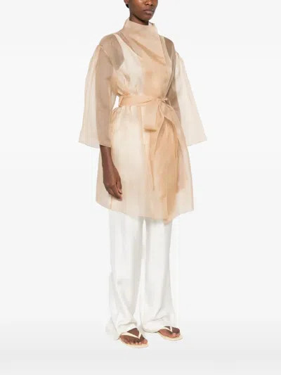 Antonelli Gustav Sheer Belted Jacket In Orange
