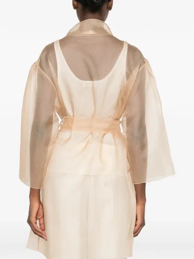 Antonelli Gustav Sheer Belted Jacket In Orange