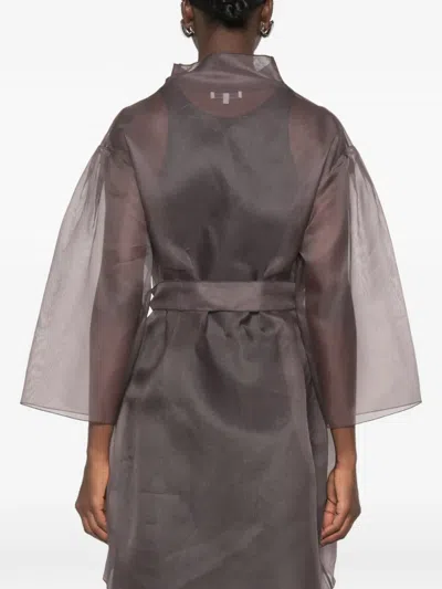 Antonelli Sheer Belted Coat In Gray
