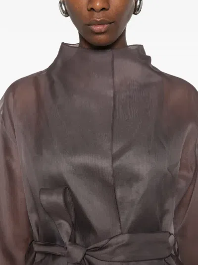 Antonelli Sheer Belted Coat In Gray