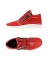 Giuseppe Zanotti 20mm Leather & Suede Sneakers, Red In Red