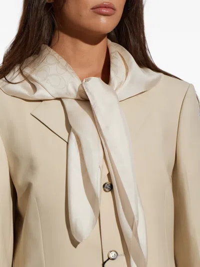 Coach Monogram-print Silk Scarf In Neutral