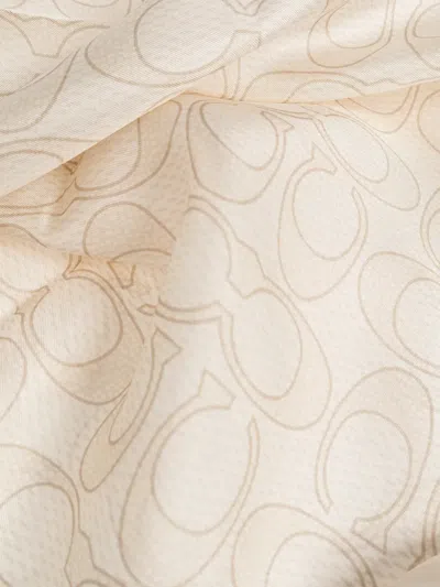 Coach Monogram-print Silk Scarf In Neutral