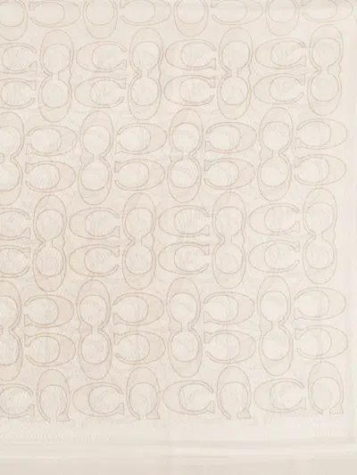 Coach Monogram-print Silk Scarf In Neutral