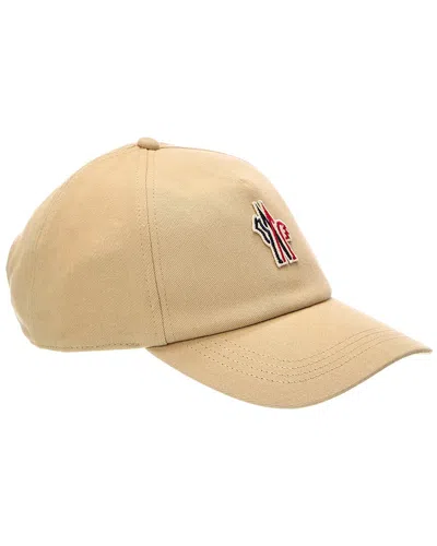 Moncler Logo Cotton Baseball Cap In Brown