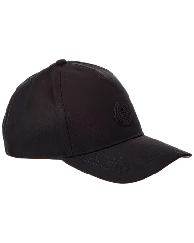 Moncler Cotton Gabardine Curved Brim Baseball Cap In Black