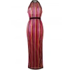Balmain Striped Knit Halter Maxi Dress