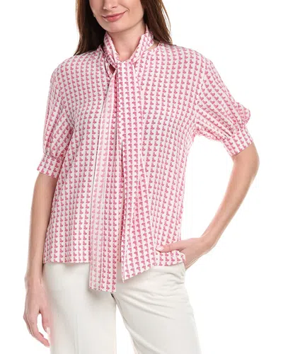 Akris Silk Printed Top In Pink