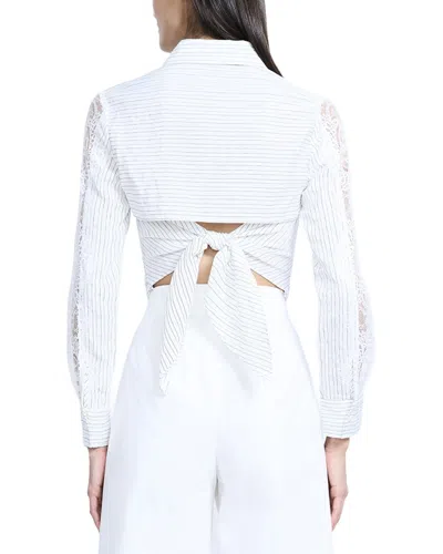 Bcbgmaxazria Lace Stripe Tie Back Top