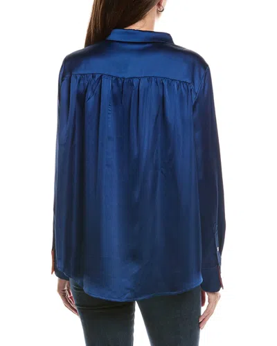 Gretchen Scott Solid Satin Top In Blue