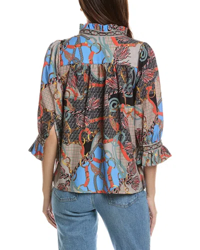 Gretchen Scott Ruffle Neck Tunic In Multi