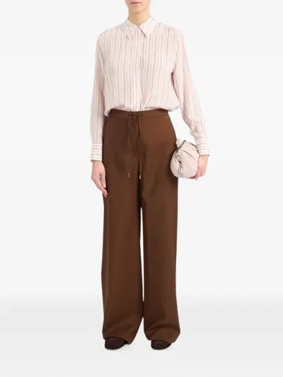 Max Mara Drawstring Wide-leg Trousers In Black