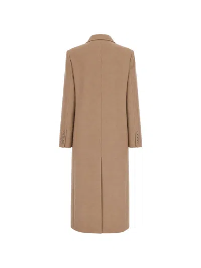 Max Mara Double-breasted Peak-lapels Coat In Neutral