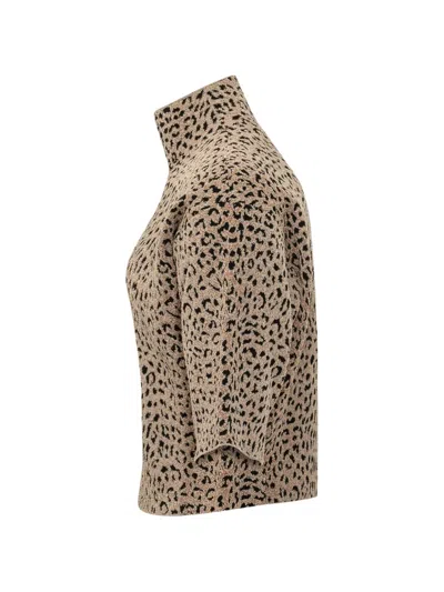 Givenchy Leopard-print High-neck T-shirt In Neutral
