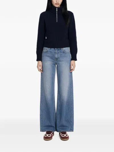 Max Mara Ribbed-knit Half-zip Sweater In Multi