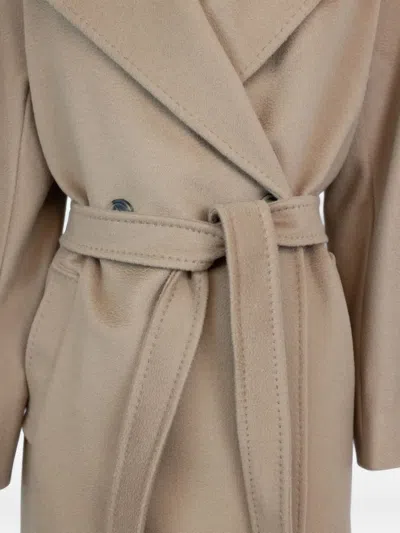 Max Mara Belted Double-breasted Coat In Neutral