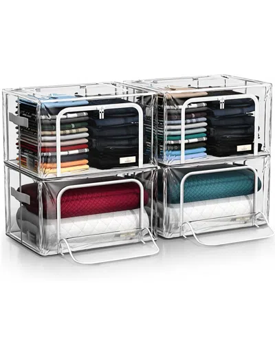 Sorbus Stackable/foldable Medium 4-pack Storage Bags In Transparent