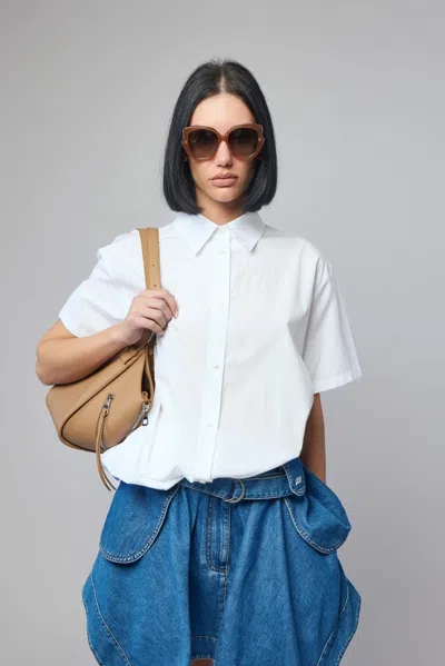 Loewe Short Sleeve Draped Shirt In White